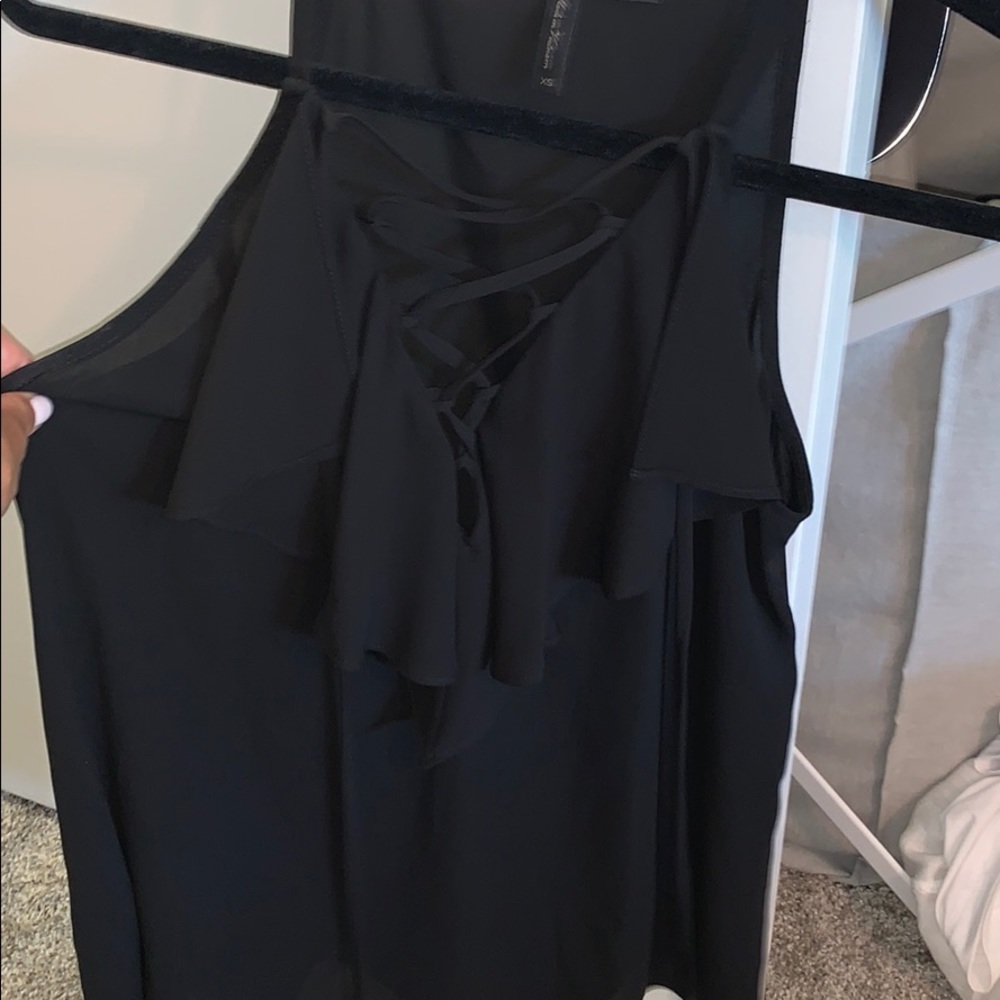 BCBG chiffon ruffle top
